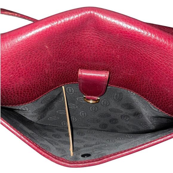 Cartier Vintage Must De Cartier Burgundy Saddle Crossbody Bag W/Dust bag - Picture 9 of 16